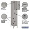 Salsbury Industries Wardrobe Locker, 15" W, 15" D, 78" H, (1) Wide, (3) Openings, Gray 53165GY-A
